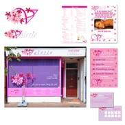 beaty salon branding from logo to outer and inner shop design to follow colours and style.